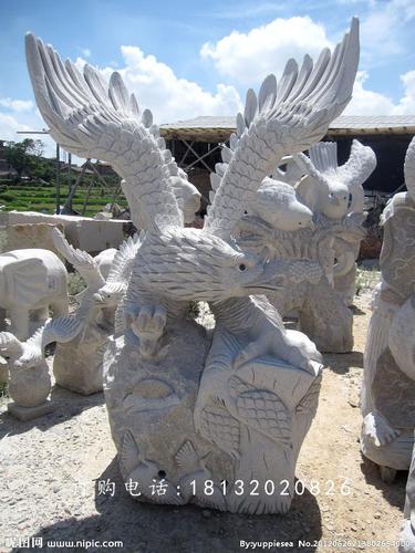 石雕老鹰,公园动物石雕_河北卓景雕塑公司